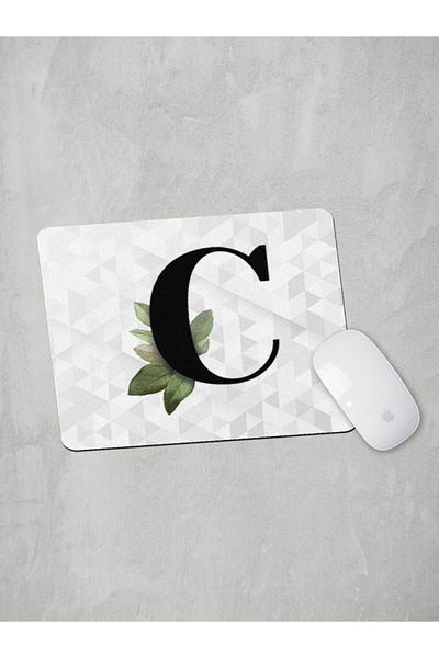 Panorama Ajans Letter C Green Leaf Mouse Pad