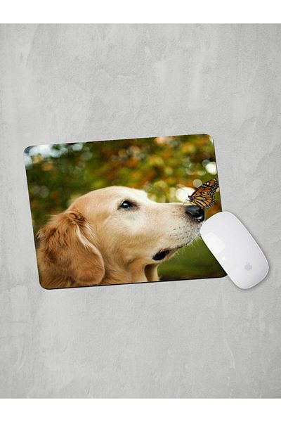 Panorama Ajans Golden Dog Sweet Butterfly Mouse Pad