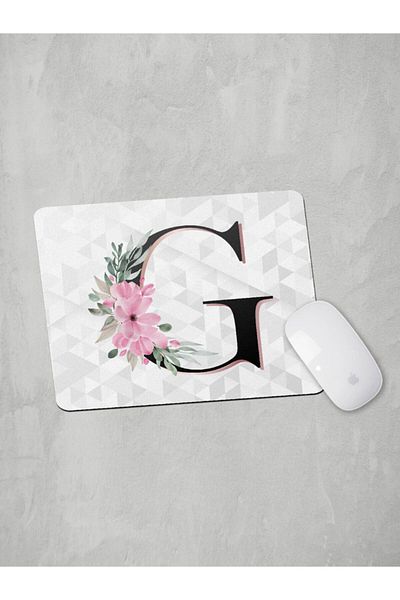Panorama Ajans Γράμμα G Αρχικό Ροζ Floral Mouse Pad