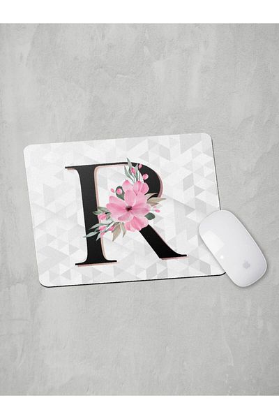 Panorama Ajans Literele R Inițiale Roz Floral Mouse Pad