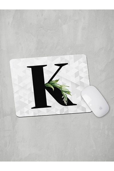 Panorama Ajans Mouse Pad cu litera K cu frunze verzi