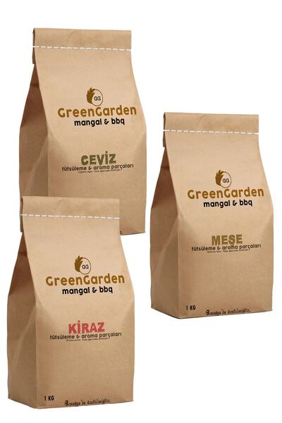 GreenGarden Tütsüleme Fümeleme Aroma Parçaları -mangal Barbekü Aroma Ahşap Odun Parçası, 3'lü Set (chunks)
