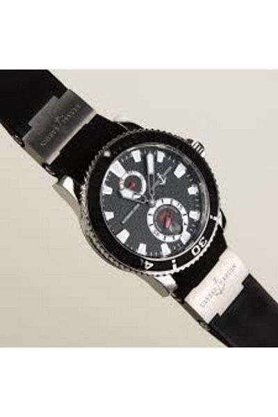 1000Hour حزام سيليكون أسود متوافق مع Ulysse Nardin Marine