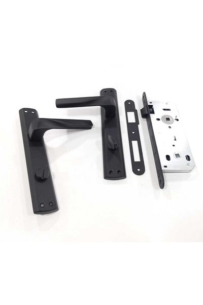 ARON Sofuoğlu Luxe Noyan Mirrored Matte Black (BATHROOM-WC) Type Door Handle (LEFT) & Door Lock