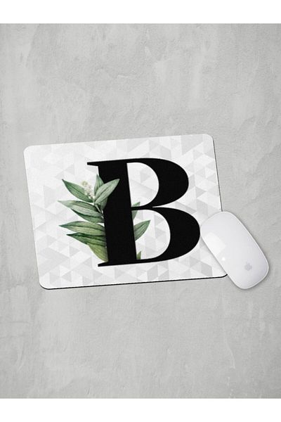 Panorama Ajans Mouse Pad cu litera B cu frunze verzi
