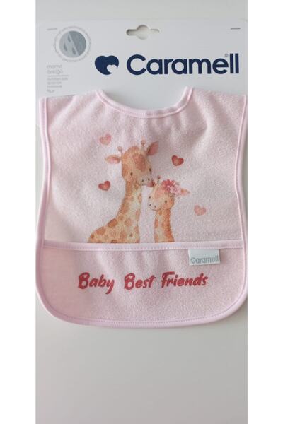Caramell Baby Girl Giraffe Food Bib with Pockets