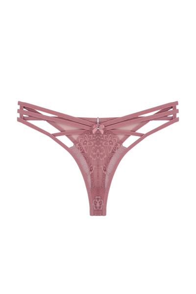 Zena 3 lü Önü Dantel Arkası Tül Ip Detaylı Fantezi Kadın Tanga Külot