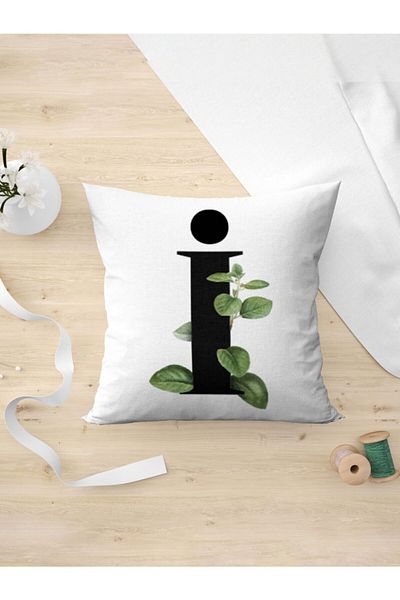 Panorama Ajans Letter I Green Leaf Pillowcase