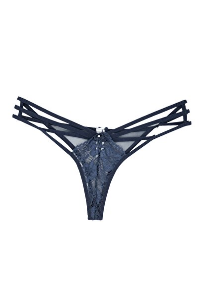 Zena 2-х частинні трусики-танга з мереживною передньою частиною, тильною частиною з тюлю та нитками