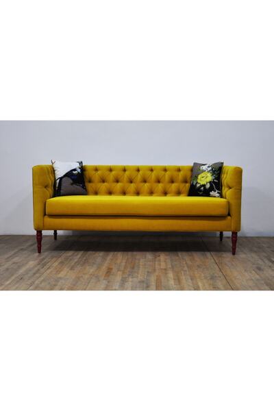 Name Design Studio Loveseat 3'lü Kanepe - Sarı Sevda