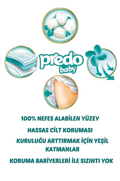 PREDO Premium Comfort Baby Diapers Size 5 52 Pcs + Wet Wipes 72 Pcs