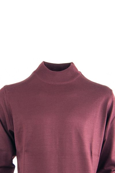 Oppland Men's Long Sleeve Half Turtleneck Classic Model Comfortable Cut Full Pattern Wool Woven Sweater