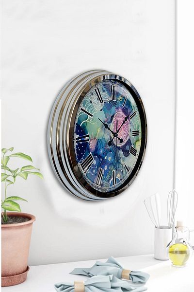 Kasva Concept Gift 40 cm Chrome Metal Sea Wall Clock