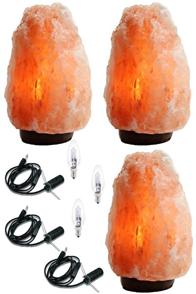 aktarix 3 Adet Doğal Himalaya Tuz Lambası 1-2 Kg 1,50 Mt Açma Kapama Düğmeli ...