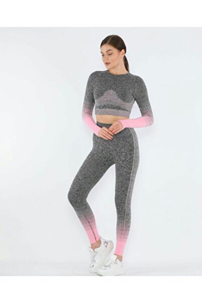 MAGZA Gray Pink Recovery Push Up Long Leggings Set