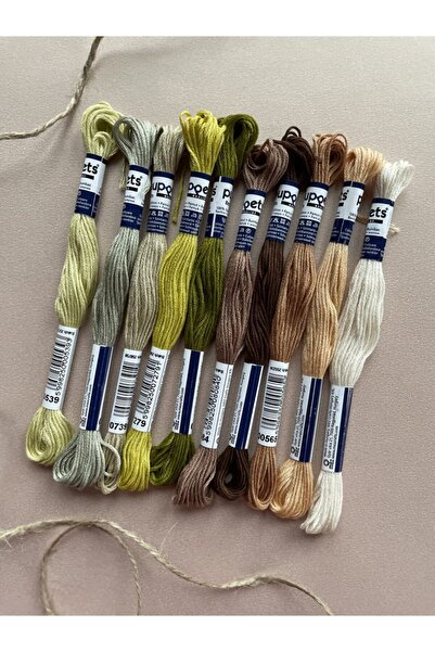 BibuPunch خيط تطريز Muline تم اختياره خصيصًا من 10 ألوان بألوان ترابية