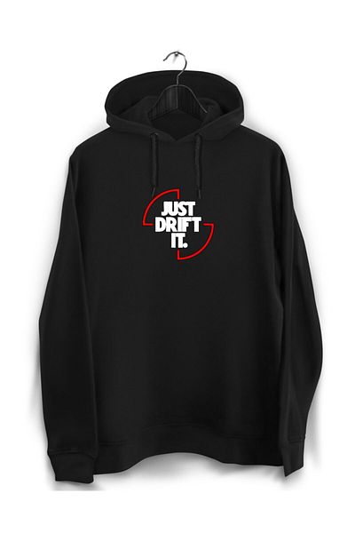 YEACHY Unisex Black Car and Drift Series - Φούτερ με κουκούλα Just Drift It