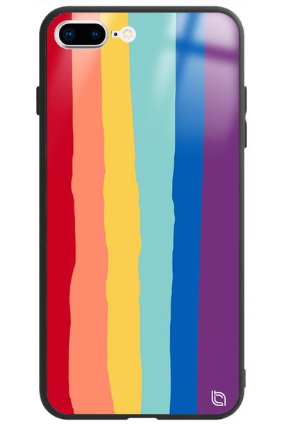 WANNA PROTECT iPhone 8 Plus Compatible Rainbow Rainbow Premium Patterned Glos...
