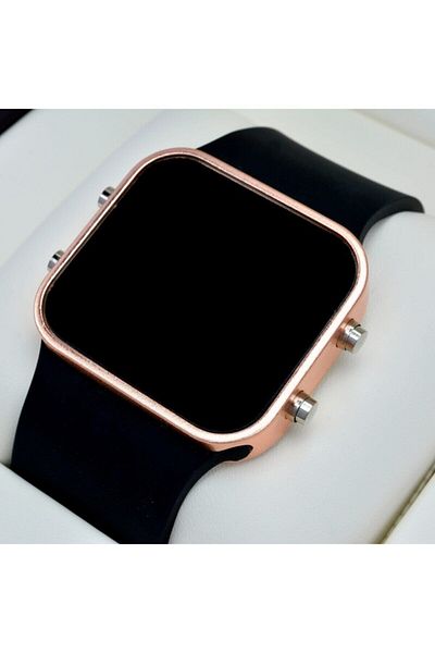 Spectrum Unisex Black Silicone Strap Rose Metal Case Model Digital Watch St-303567