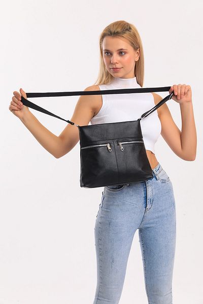 fubileather Geantă de umăr modernă din piele naturală cu textura moale