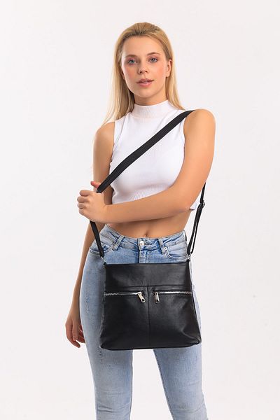 fubileather Geantă de umăr modernă din piele naturală cu textura moale