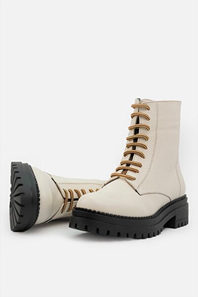 TUNAELLİ Kadın Bej Hakiki Deri 36-41 Numara Bot & Bootie