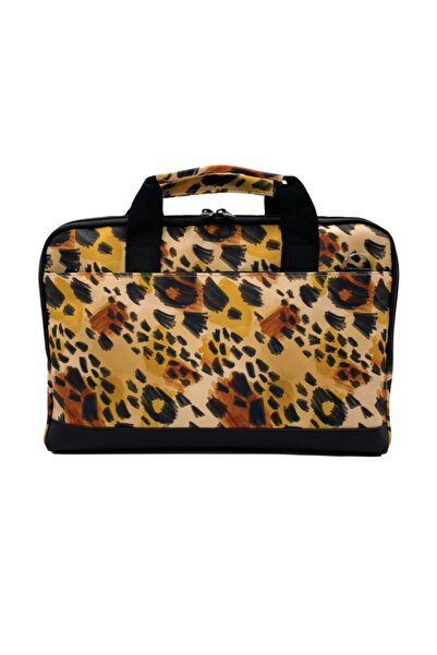 Differ 13-14'' Inç Leopar Desen Omuz Askılı Ve Çapraz Notebook Laptop Macbook Çantası