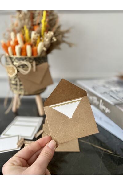 Elysian Not Kartı Seti 5li Not Zarfı Mini Mandal Hediyelik Kartlık Tebrik Hed...