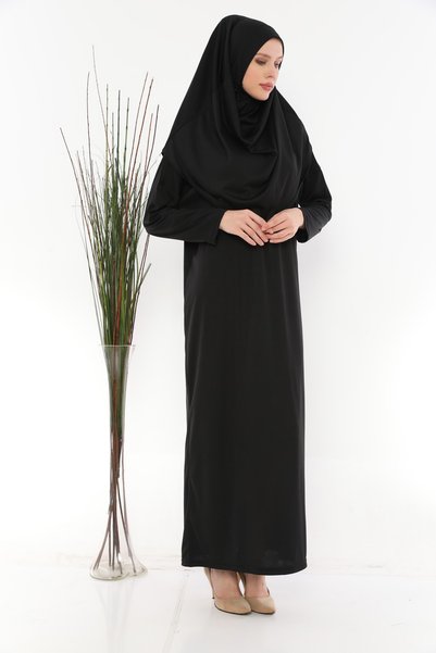 Feyza Fashion Prayer Dress One Piece Full Length Prayer Dress Black