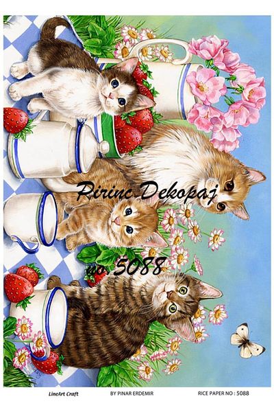 LİNEART Brass Decopage No:5088 Cats