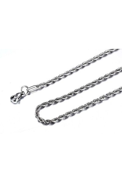 Nev Tasarım Unisex Silver Color Steel Rope Chain