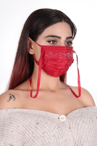 meditex Gümüş Iyonlu Boyundan Askılı Yıkanabilir Taşlı Maske T-3
