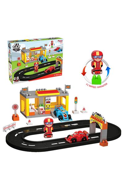 FEN TOYS مجموعة طريق سباق الفورمولا 1 مكونة من 48 قطعة ليغو