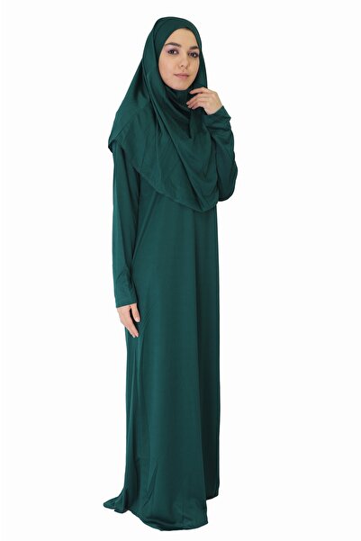 ZEHRANAZ NAMAZ ELBİSESİ Σκούρο πράσινο φόρεμα προσευχής χωρίς φερμουάρ