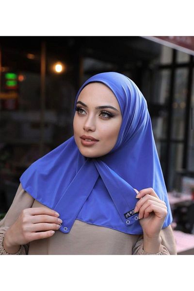 Nilbutik Γυναικείο Hijab Μαύρο κούμπωμα γιακάς Hijap Bone Μοντέλο Κασκόλ