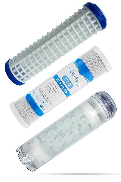 AQUAFLO Apartman Daire Girişi Üçlü Filtre Seti (SİLİFOZLU) - (YIK-CTO-SLFZ)