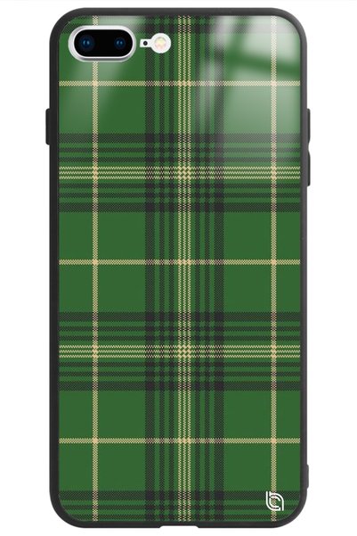 WANNA PROTECT iPhone 8 Plus Plaid Fabric Premium Patterned Glossy Phone Case
