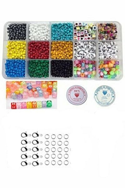 yiğit aksesuar Boxed Sand Beads and Letter Beads Jewelry Making Set