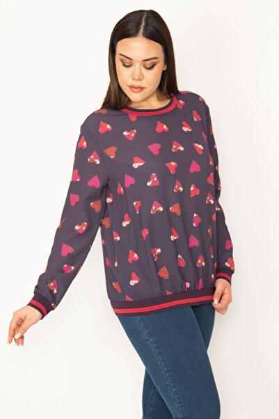Şans Tekstil Women's Colorful Heart Pattern Ribbed Blouse 26a31209