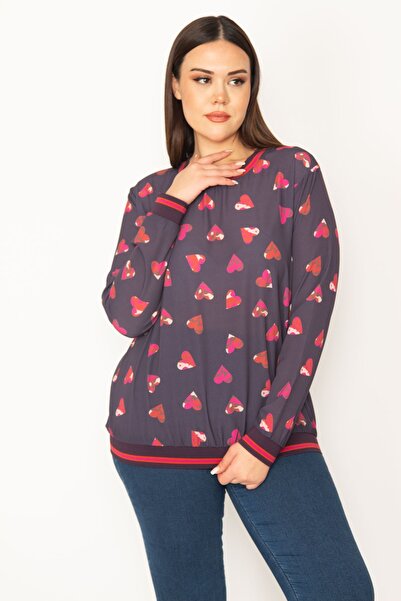 Şans Tekstil Women's Colorful Heart Pattern Ribbed Blouse 26a31209