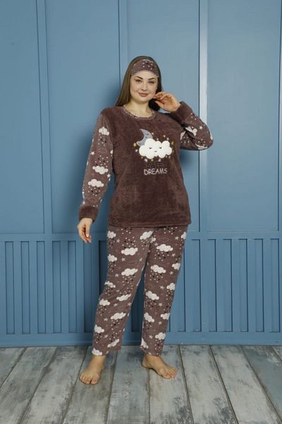 mellie Welsoft Plum Soft Textured Large Size Women's Pajamas Set