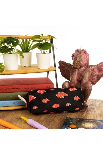 AlpCollection Naruto Akatsuki Red Cloud Pen Holder Zippered Makeup Bag