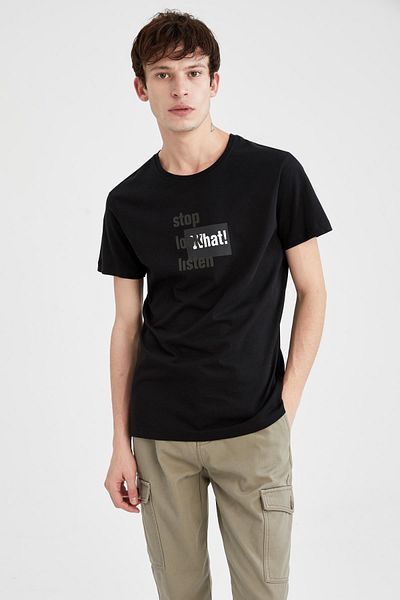 DeFacto T-shirt με στάμπα με λαιμόκοψη με λεπτή εφαρμογή