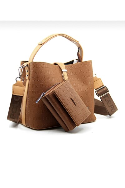 Just Polo طقم حقيبة ومحفظة نسائية باللون الأحمر الداكن للموسم الجديد