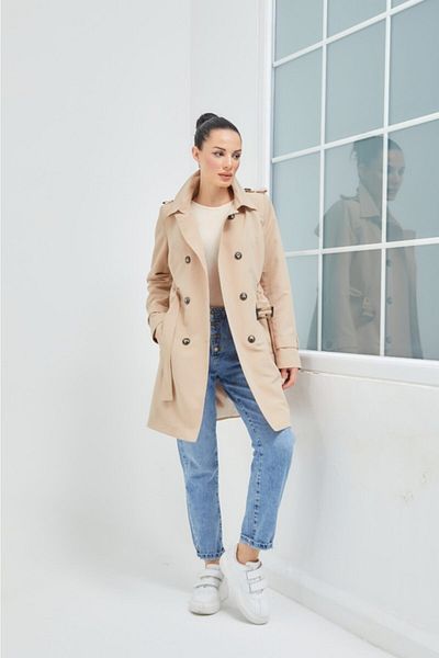 Wazze Bar Button Closure Trench Coat