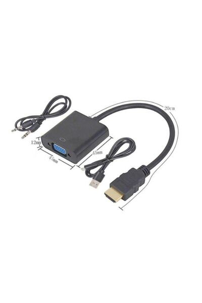 KLASİST Hdmi To Vga Kablo Çevirici Dönüştürücü Ses Uydu Receiver Ps3 Ps4 Micro Usb Güç
