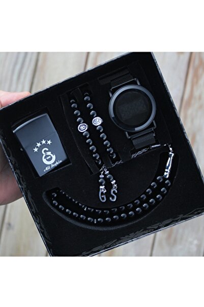 wesscollection Dokunmatik Erkek Kol Saati Çakmak Tesbih Ve Bileklik Seti