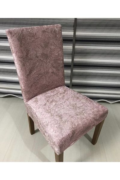 SELAY HOME Κάλυμμα καρέκλας Lycra 6 τεμαχίων Silk Velvet Vein Pattern Ανοιχτό ροζ