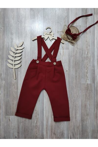 Feriatolye Bordo Erkek Cocouk Pantolon Salopet Doğum Günü Kıyafeti