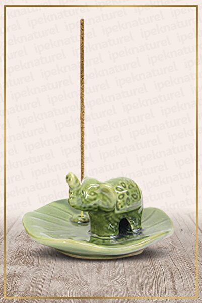 İpek Naturel Tütsülük Yuvarlak Filli Seramik Yeşil